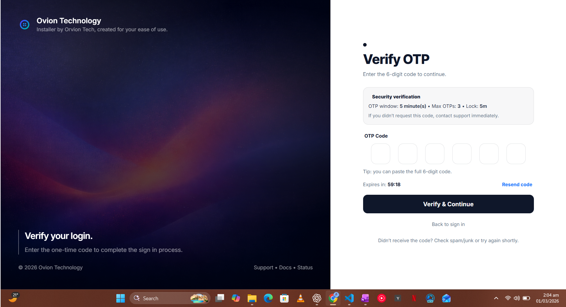 OTP screen screenshot