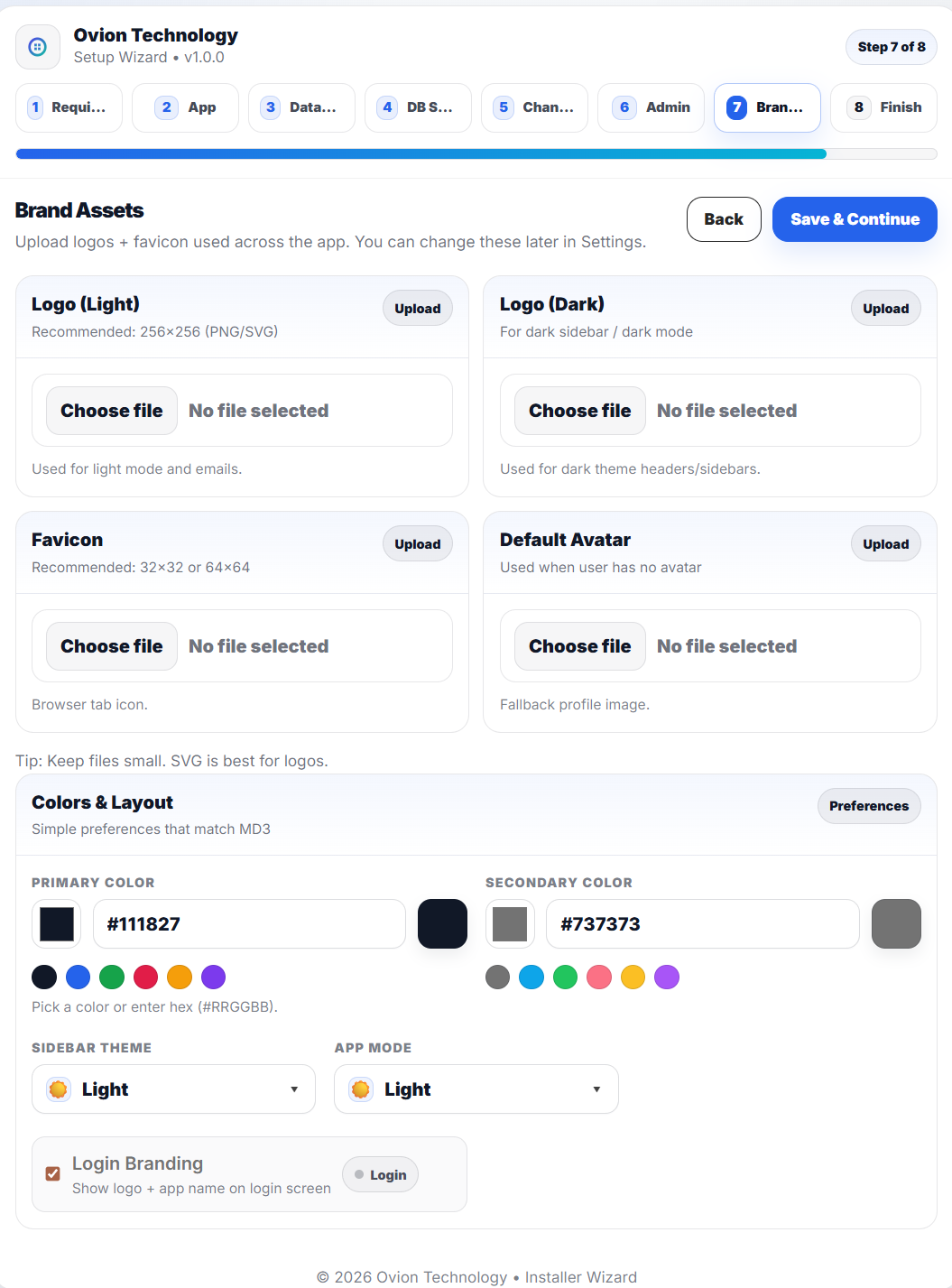 Step 7 - Brand Assets & Appearance Screenshot