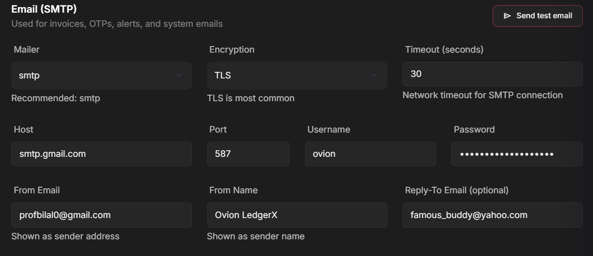Gmail settings in installer placeholder